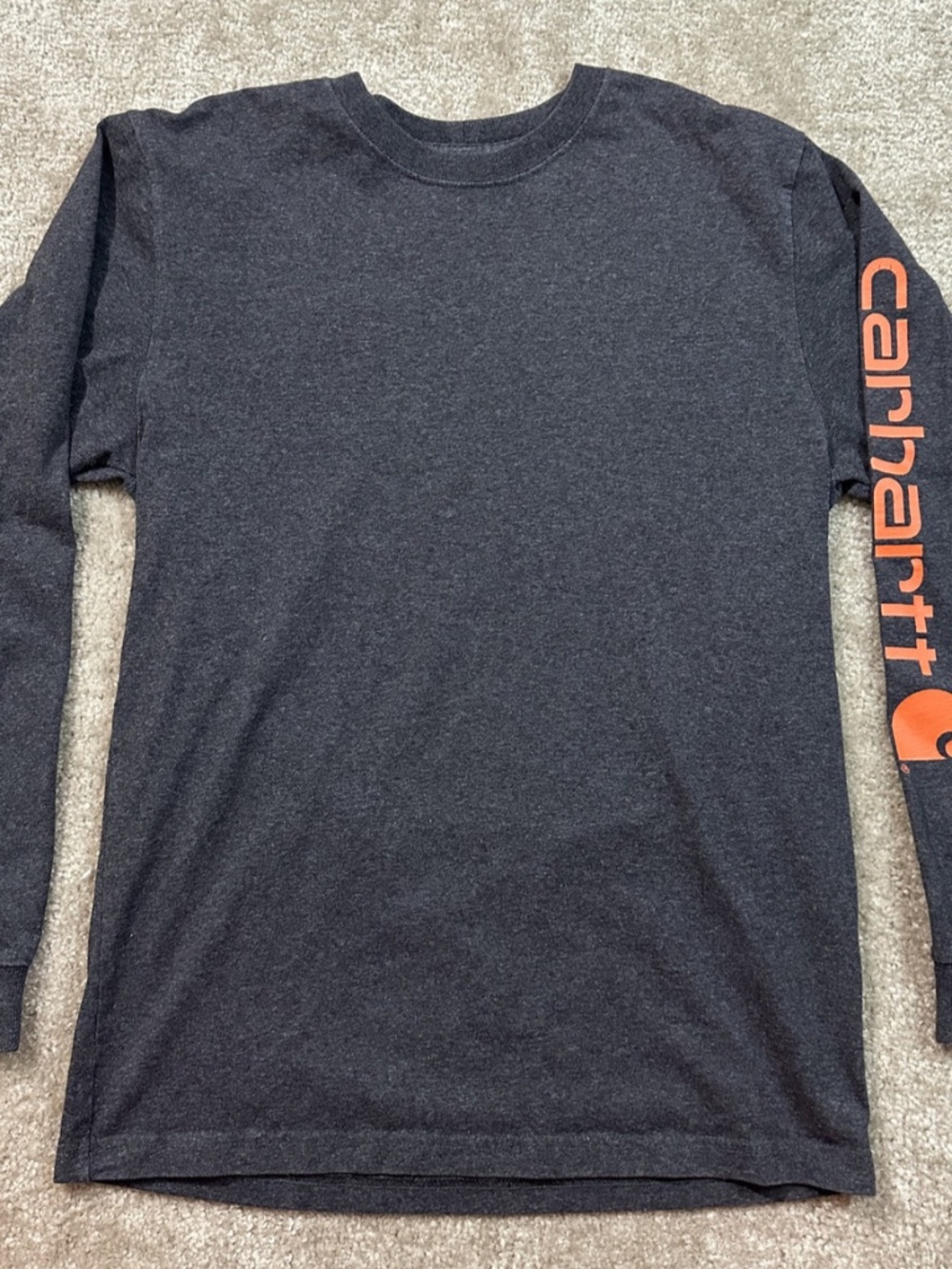 Carhartt Men Signature Sleeve Logo Long Sleeve T Carbon Heather Size Small